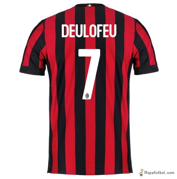 Camiseta AC Milan Replica Primera Ropa Deulofeu 2017/18 Rojo